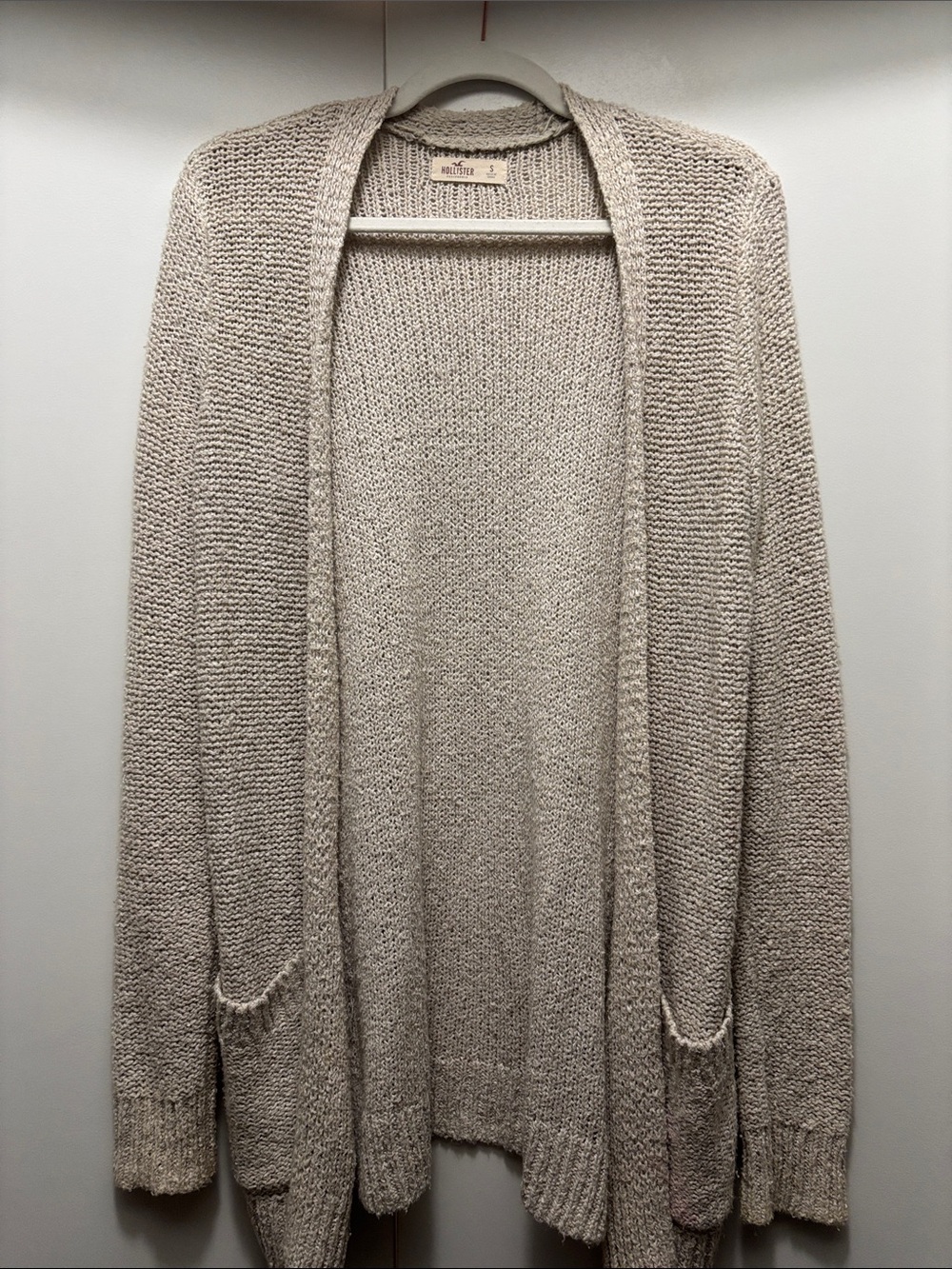 Cozy Hollister Open-Front Women’s Cardigan Sweater - Light Beige